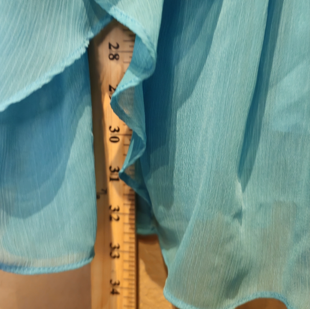 David's Bridal Strapless Blue Chiffon Bridesmaid Dress Size 8 - Picture 4 of 6